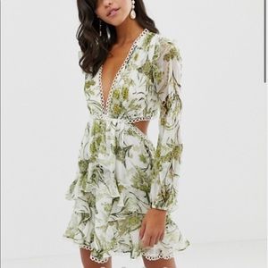 asos floral cluster embellished balloon sleeve mini dress